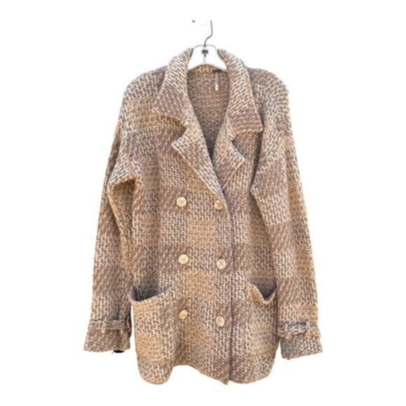 Free People Oversized Double Breasted Chunky Wool Cardigan/Coat Size Small - Picture 6 of 7